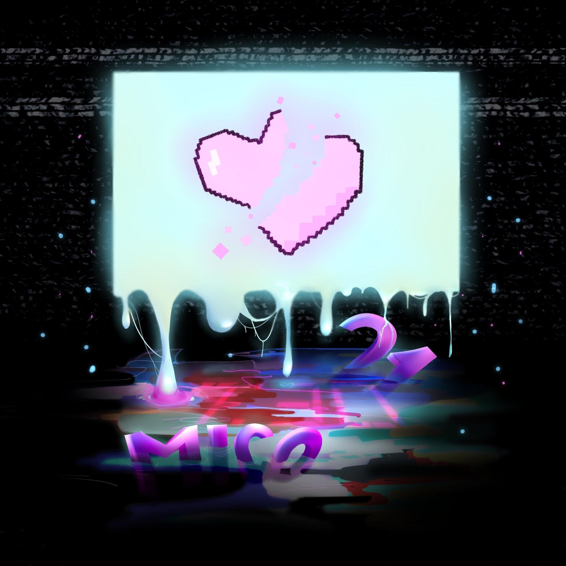 Capa de 21st century heartbreak: coração pixelado sobre tela que escorre