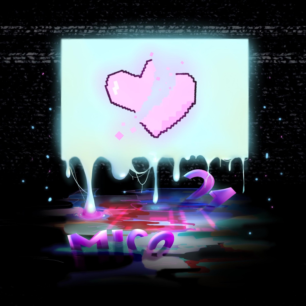 Capa oficial de 21st century heartbreak, de MICO: coração pixelado rosa sobre fundo preto